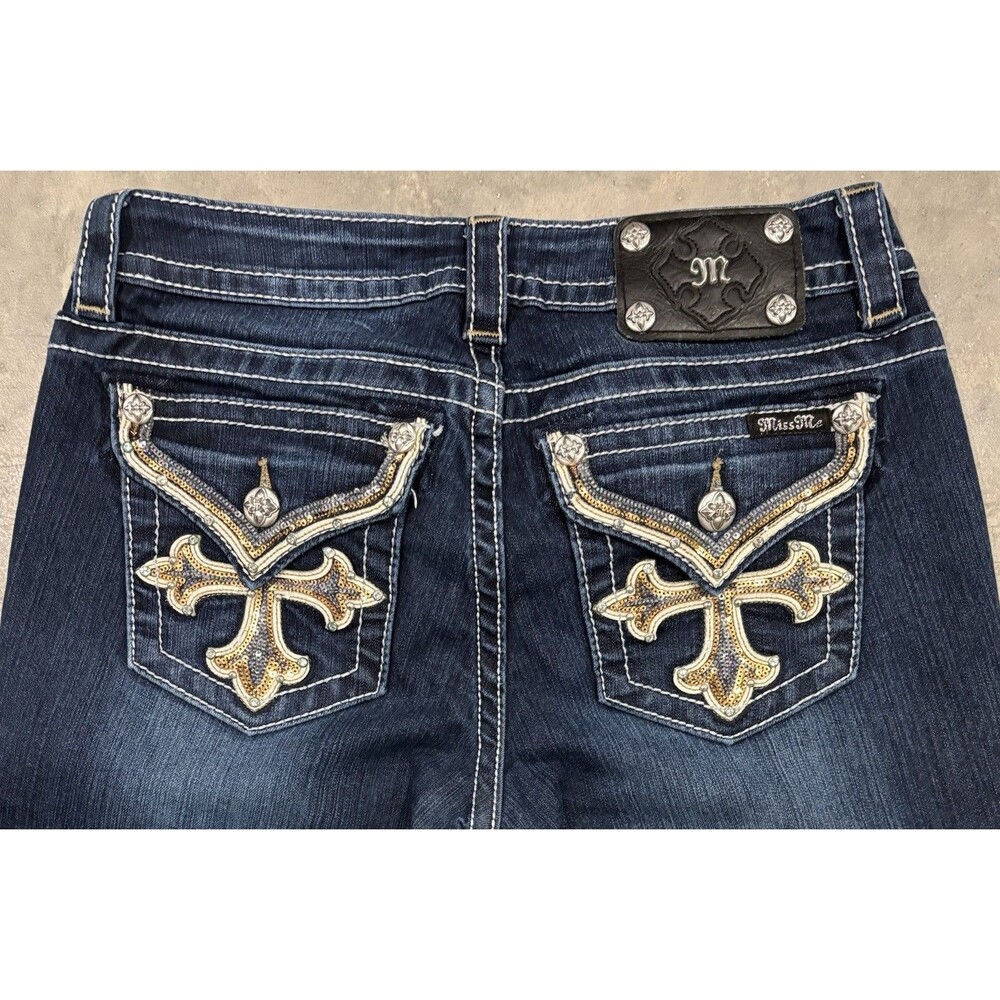 Miss Me Jeans Signature Skinny Sequins Cross Studded Embellished Sz 28